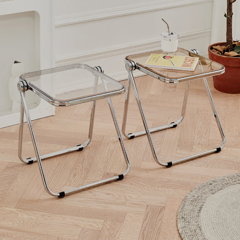 Contemporary Metal X-base End Slide Table Rectangular Side Table