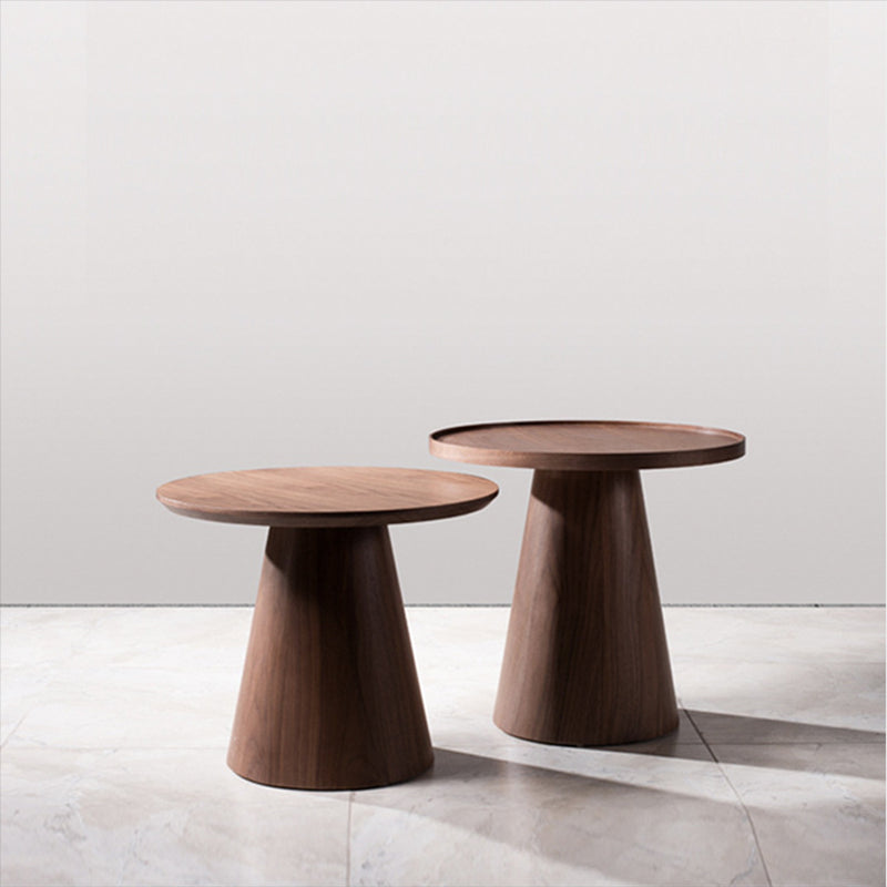 End Table Solid Wood Pedestal Round Scandinavian Living Room Side Table