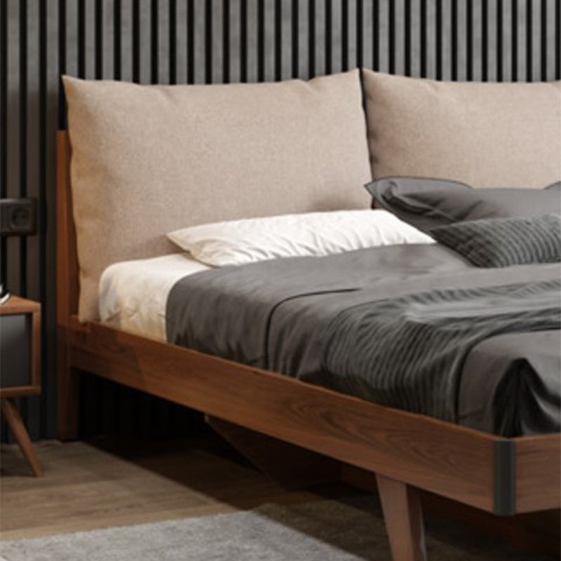 Espresso Wood Panel Bed Upholstered Headboard Standard Bed Lift Up Storage