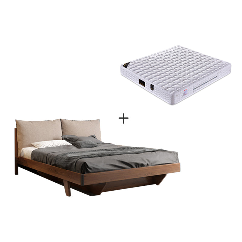 Espresso Wood Panel Bed Upholstered Headboard Standard Bed Lift Up Storage