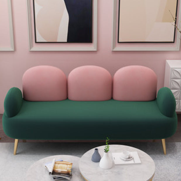 Contemporary Green Sofa with Square Arm and Tight Back for Apartment
