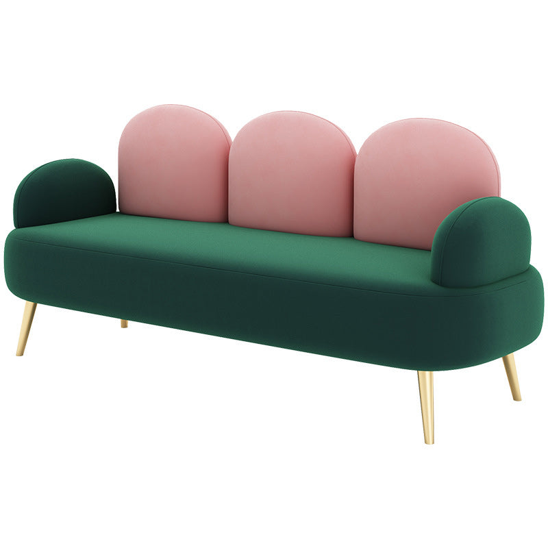 Contemporary Green Sofa with Square Arm and Tight Back for Apartment