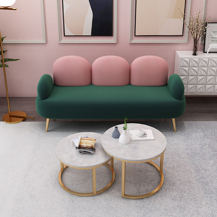 Contemporary Green Sofa with Square Arm and Tight Back for Apartment