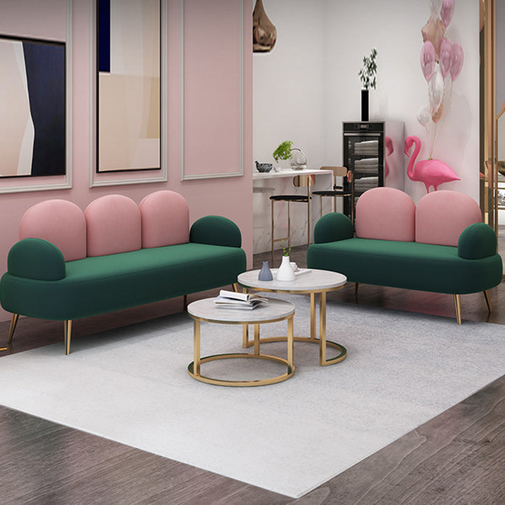 Contemporary Green Sofa with Square Arm and Tight Back for Apartment