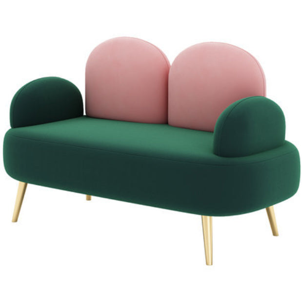 Contemporary Green Sofa with Square Arm and Tight Back for Apartment