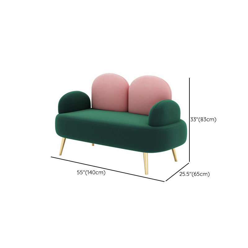 Contemporary Green Sofa with Square Arm and Tight Back for Apartment