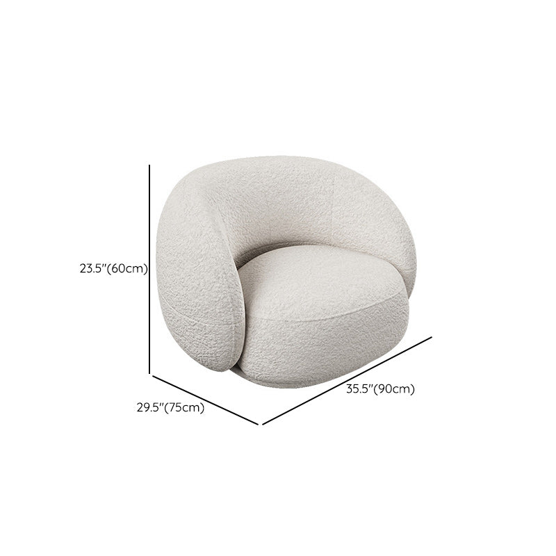Contemporary White Wool Slope Arm Curved Sofa for Living Room