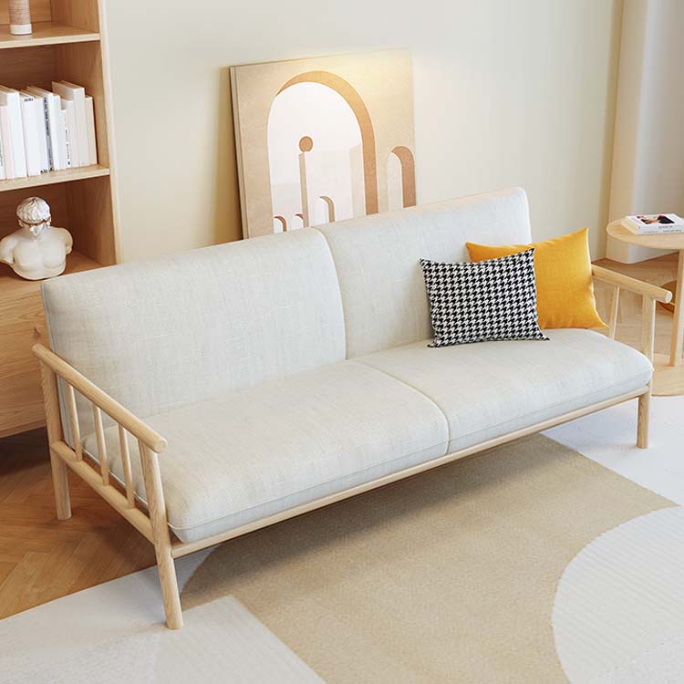 Modern 30.31" H Cotton Blend Wood Frame Square Arm Sofa for Living Room