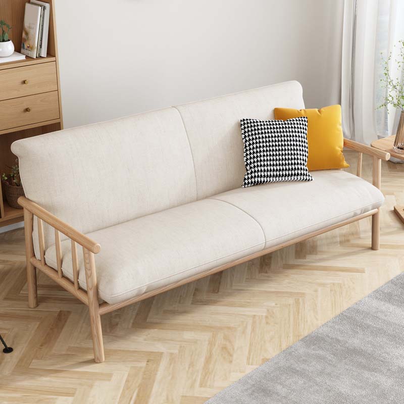 Modern 30.31" H Cotton Blend Wood Frame Square Arm Sofa for Living Room