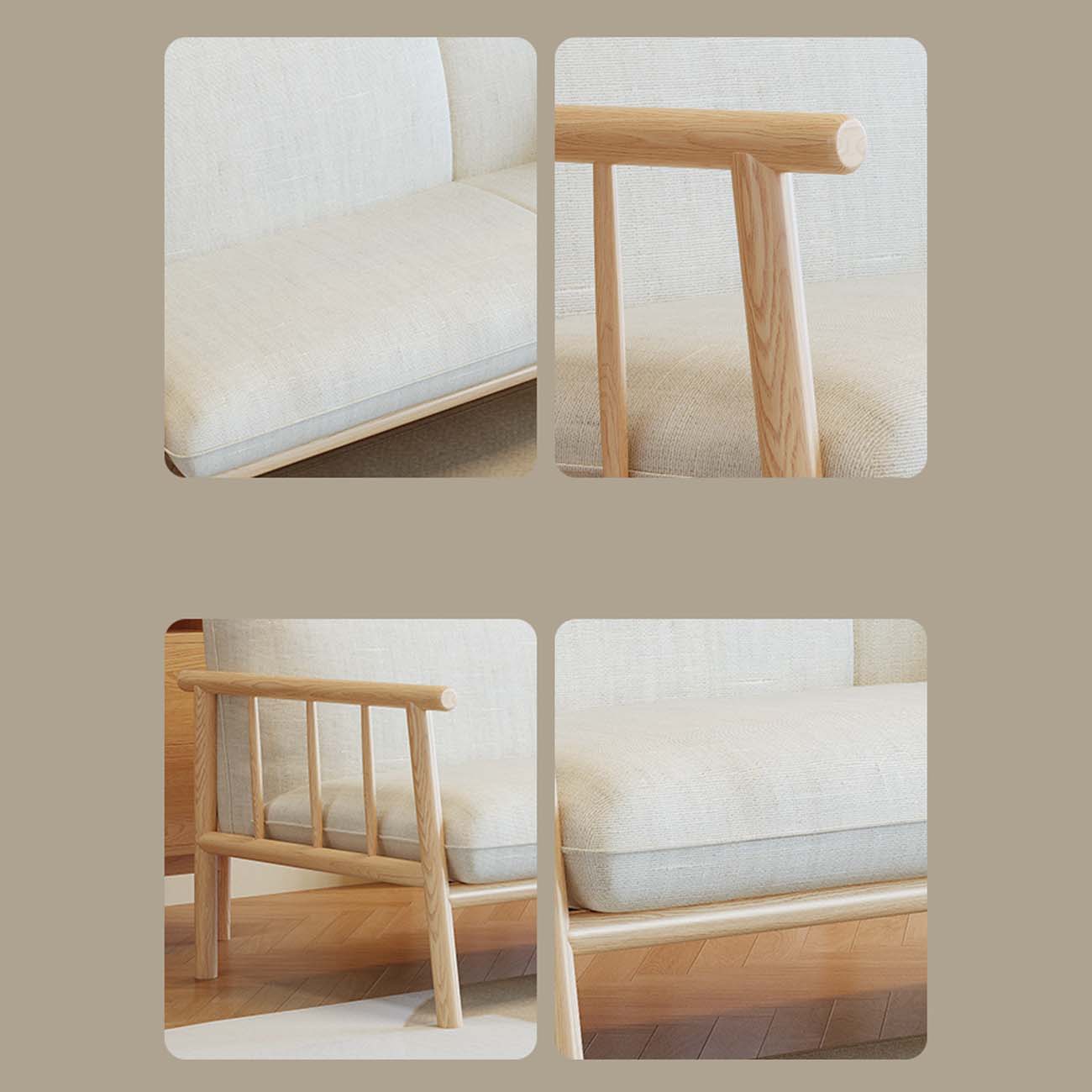 Modern 30.31" H Cotton Blend Wood Frame Square Arm Sofa for Living Room