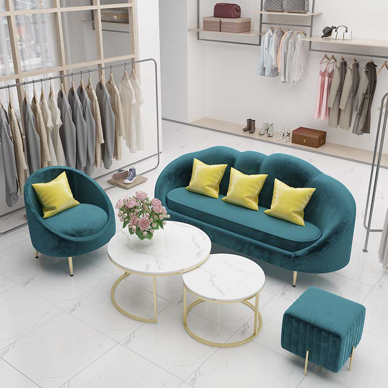 Contemporary Velvet Sofa with Sloped Arm and Tight Back for Apartment
