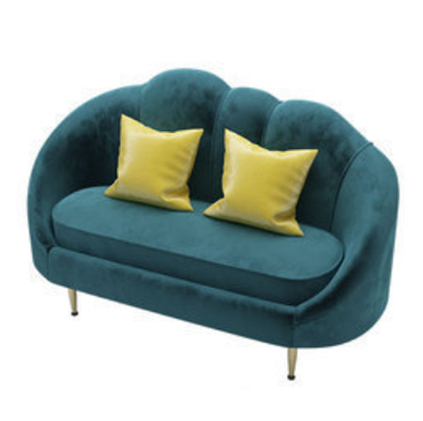 Contemporary Velvet Sofa with Sloped Arm and Tight Back for Apartment