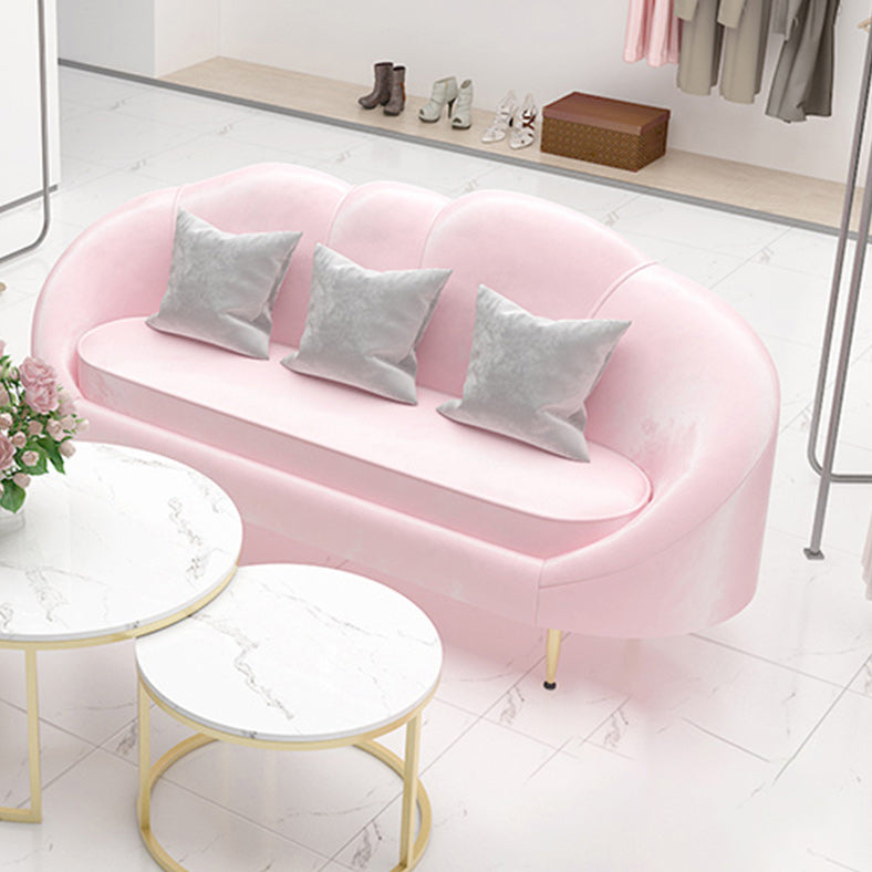 Contemporary Velvet Sofa with Sloped Arm and Tight Back for Apartment