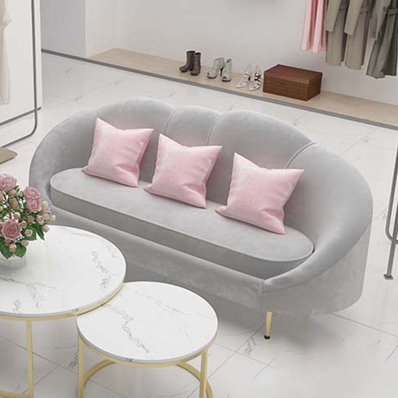 Contemporary Velvet Sofa with Sloped Arm and Tight Back for Apartment