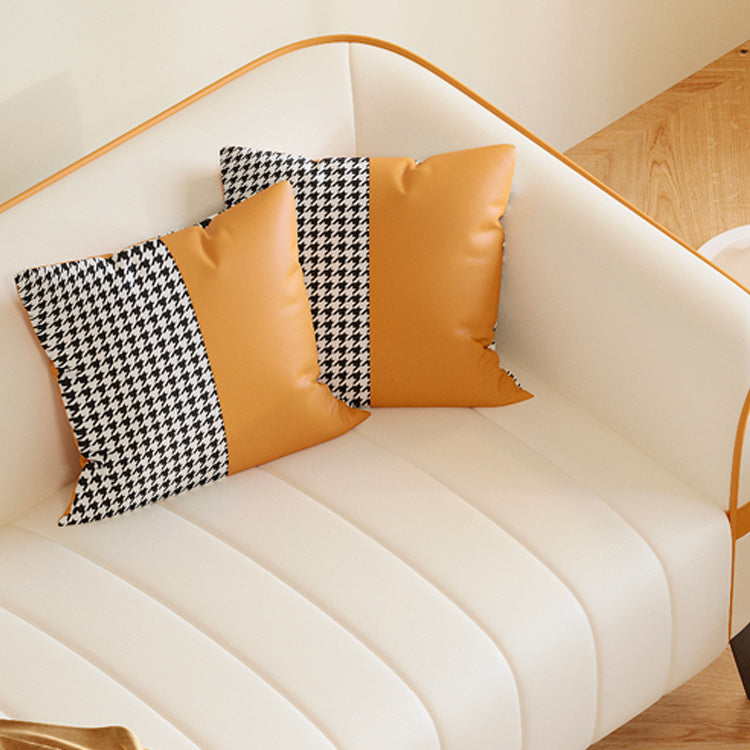 Contemporary 25.59" H Faux Leather Tuxedo Arm Sofa for Living Room