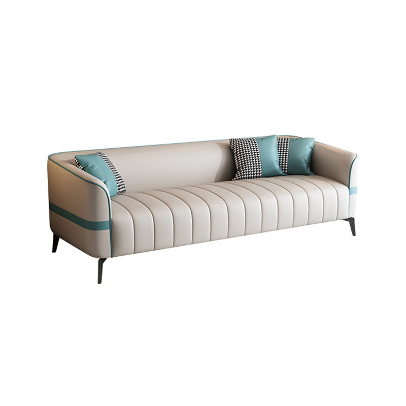 Contemporary 25.59" H Faux Leather Tuxedo Arm Sofa for Living Room