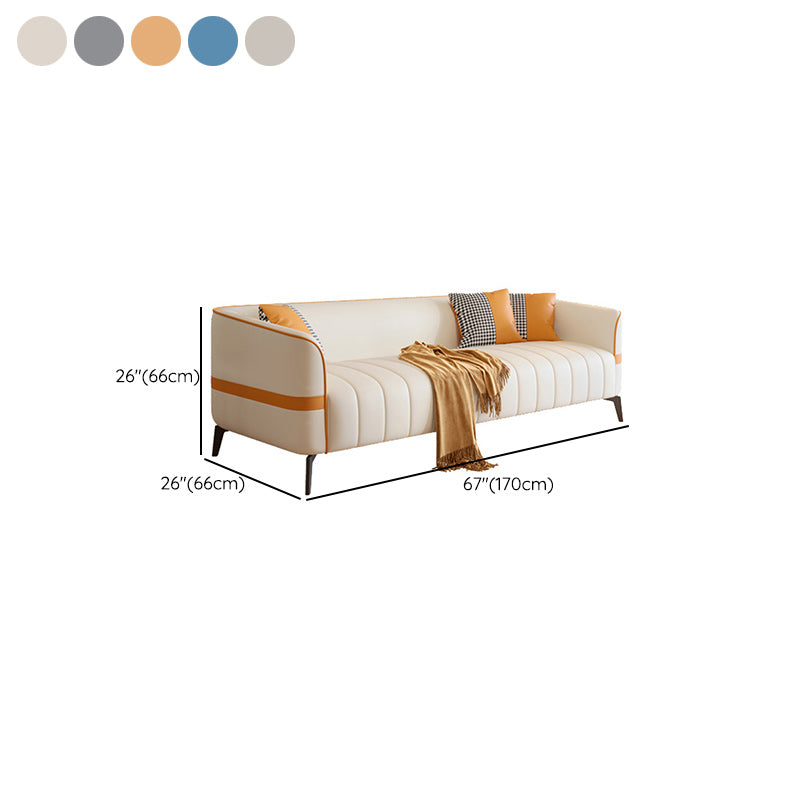 Contemporary 25.59" H Faux Leather Tuxedo Arm Sofa for Living Room