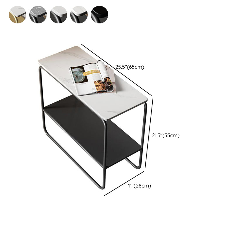 Contemporary Rectangular Side Table Slate Top Sled End Table