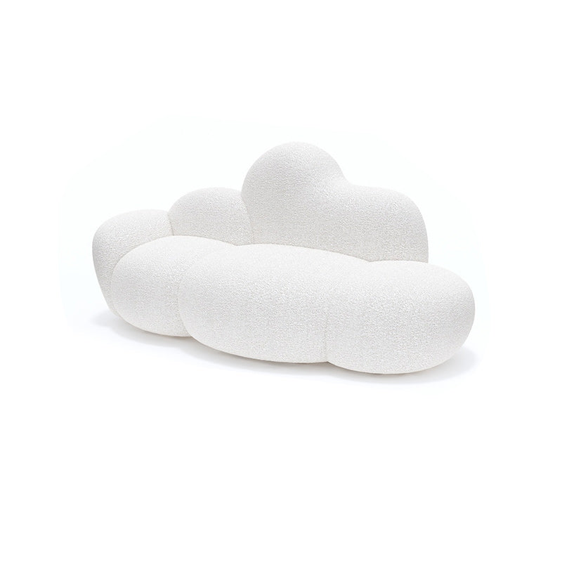 Contemporary White Wool Sofa with Tight Back for Living Room