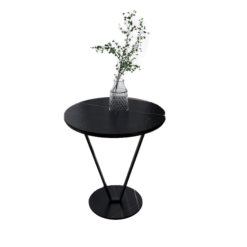 23.6" Tall Modernistic Round Side End Table Metal X-base End Table