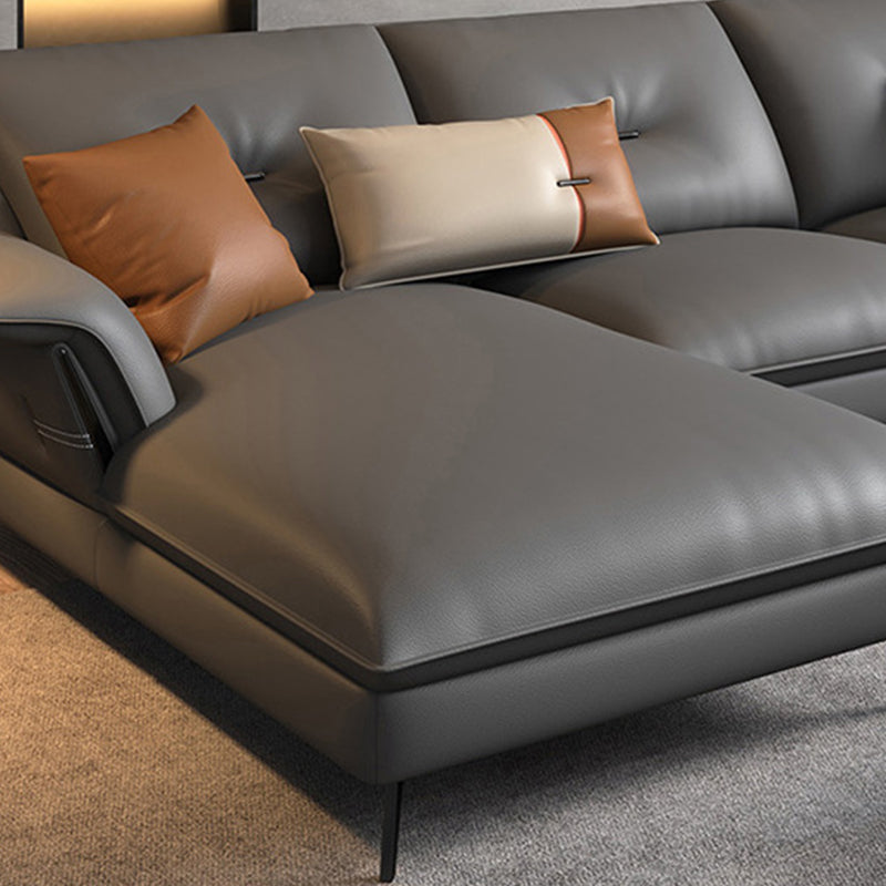 Brown/Gray Modernism 4-seat Sectional Tufted Flared Arm Sectional