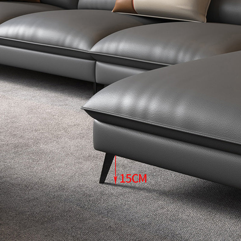 Brown/Gray Modernism 4-seat Sectional Tufted Flared Arm Sectional