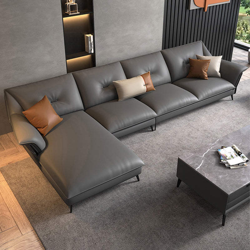 Brown/Gray Modernism 4-seat Sectional Tufted Flared Arm Sectional