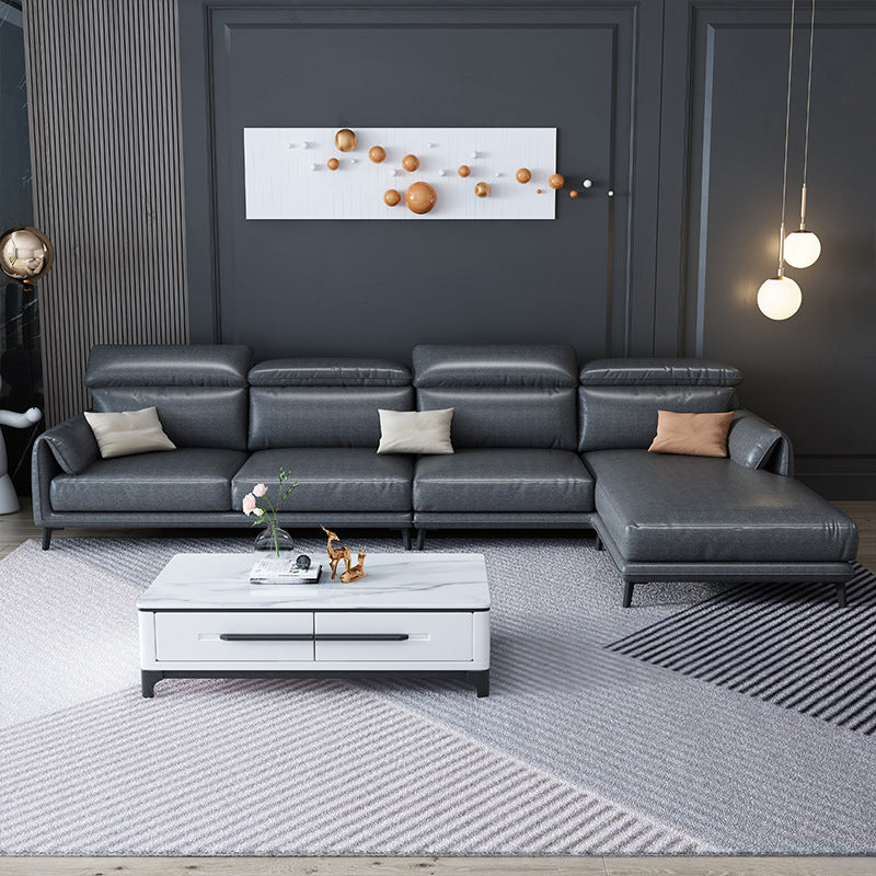 Modern Style Loose Back Sectional Pillow Top Arm 4-seater Sectional