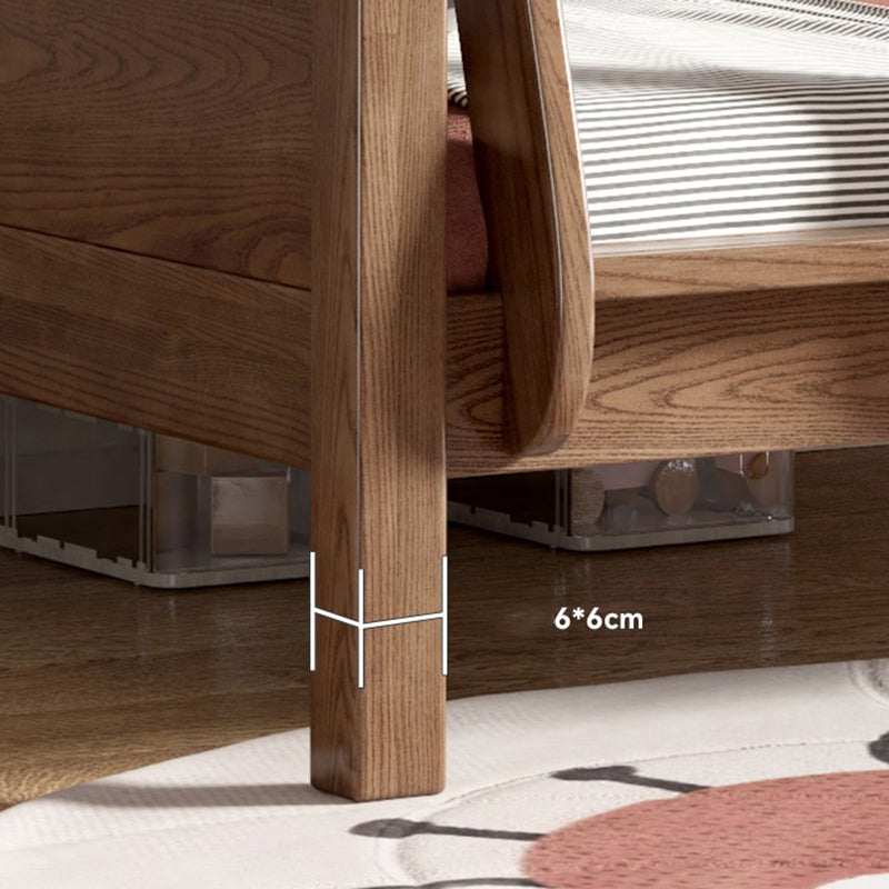 Solid Wood Bunk Bed Rubberwood Mid-Century Modern Bed Storage