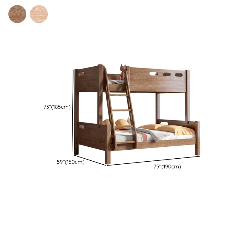 Solid Wood Bunk Bed Rubberwood Mid-Century Modern Bed Storage