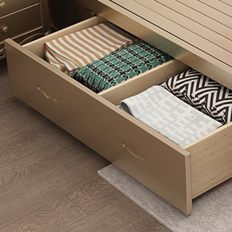 Victorian Standard Bed Foam Pine Wood Bed Frame With Custom Gold Legs