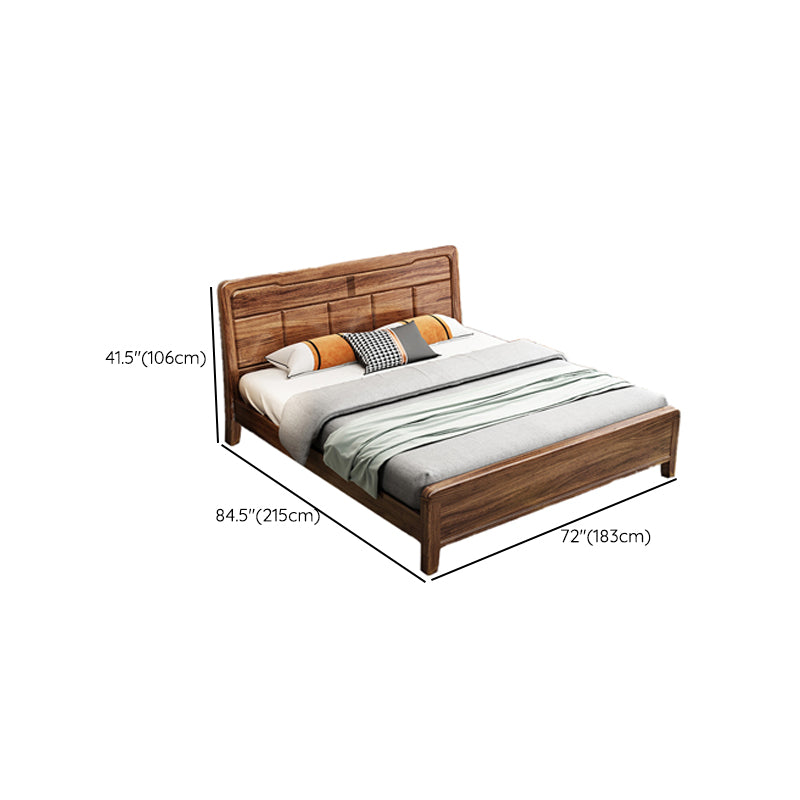 Mid-Century Modern Standard Bed Espresso Bed Frame With Custom Gold Legs