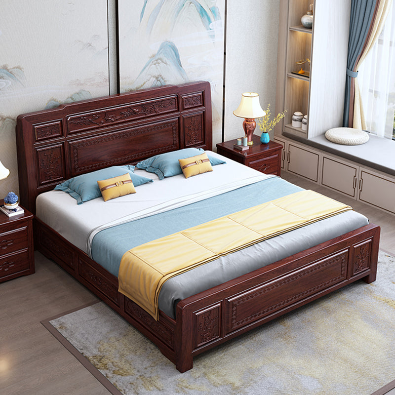 Solid Wood Panel Bed Traditional with Headboard Standard Bed Rectangular