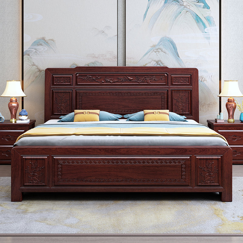 Solid Wood Panel Bed Traditional with Headboard Standard Bed Rectangular
