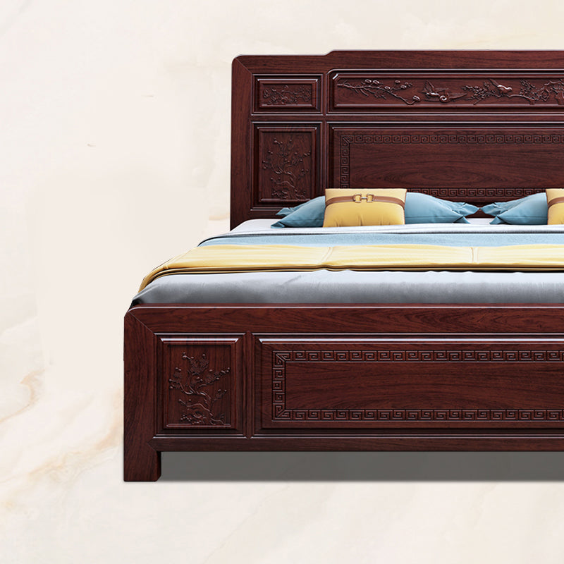 Solid Wood Panel Bed Traditional with Headboard Standard Bed Rectangular