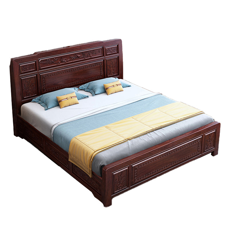 Solid Wood Panel Bed Traditional with Headboard Standard Bed Rectangular