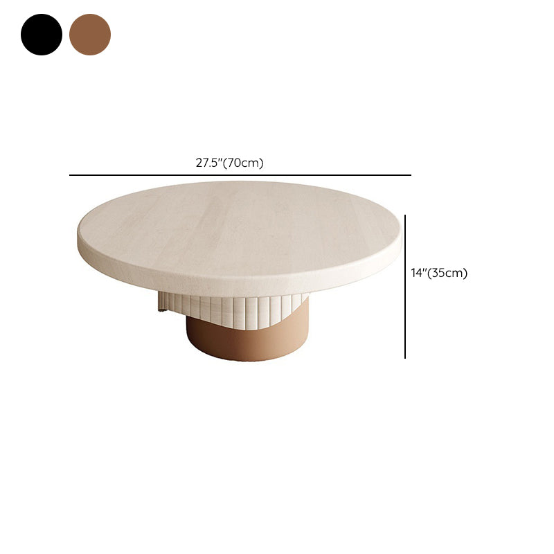 Single Coffee Table Pedestal Solid Wood Round Cocktail Table