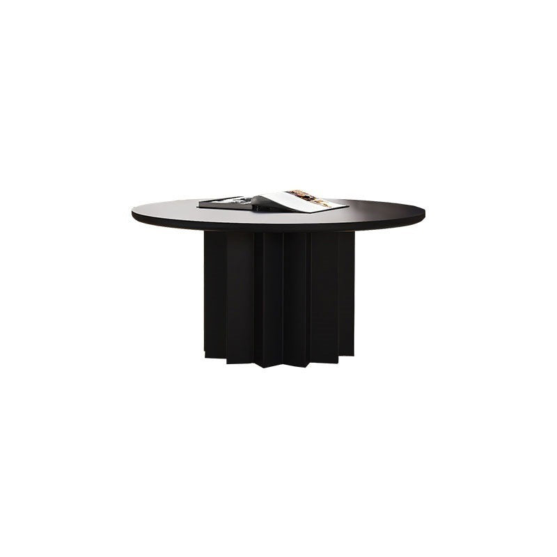 Contemporary Cocktail Table Solid Wood Round Pedestal Single Coffee Table