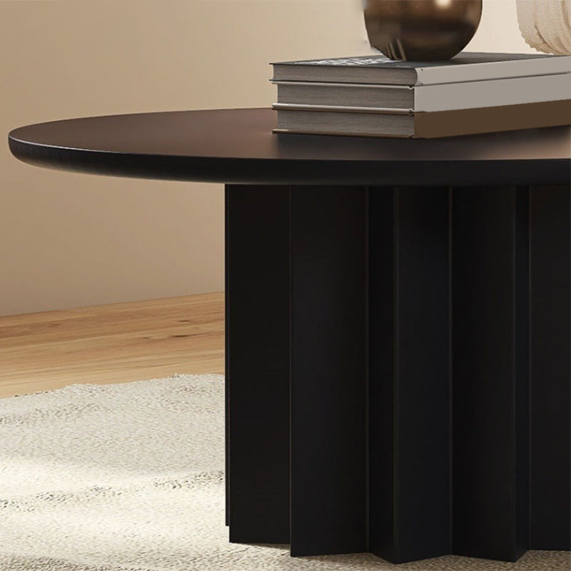 Contemporary Cocktail Table Solid Wood Round Pedestal Single Coffee Table