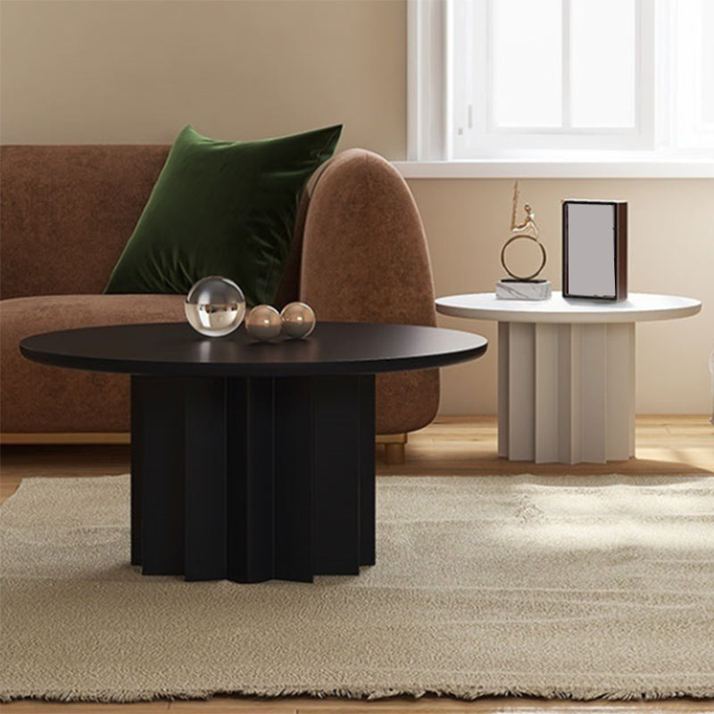 Contemporary Cocktail Table Solid Wood Round Pedestal Single Coffee Table