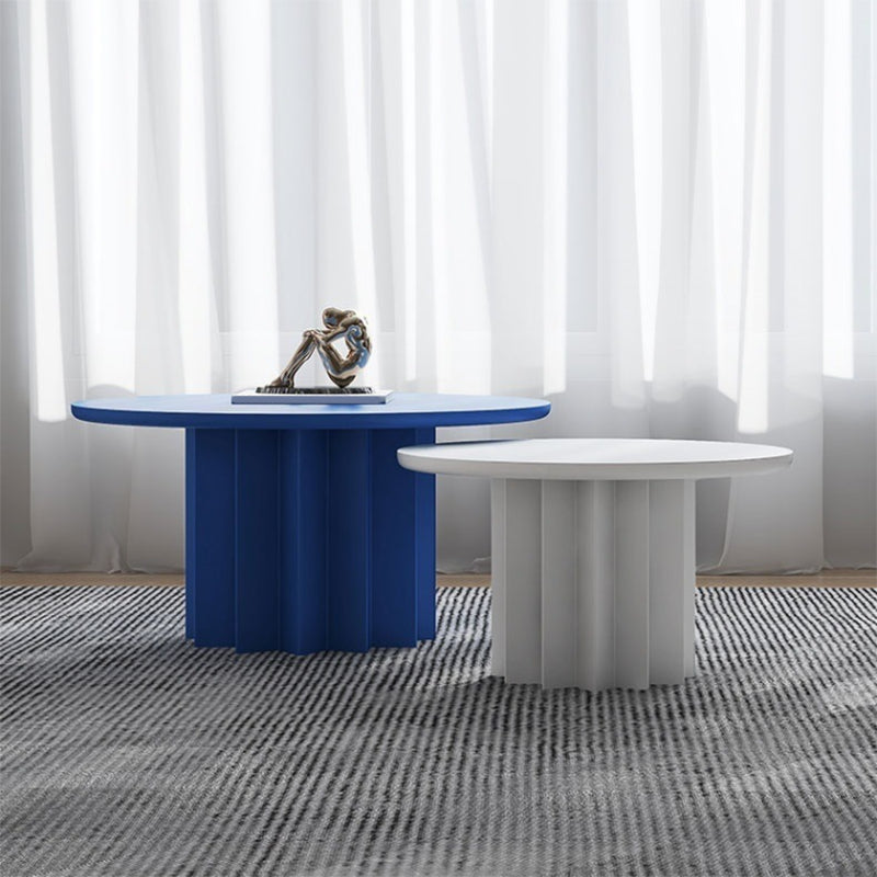 Contemporary Cocktail Table Solid Wood Round Pedestal Single Coffee Table