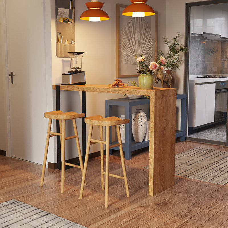 Rectangle Bar Table Set Modern 1/3 Pieces Solid Wood Counter Height Set
