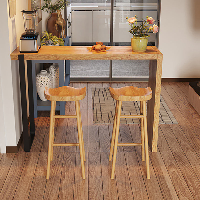 Rectangle Bar Table Set Modern 1/3 Pieces Solid Wood Counter Height Set