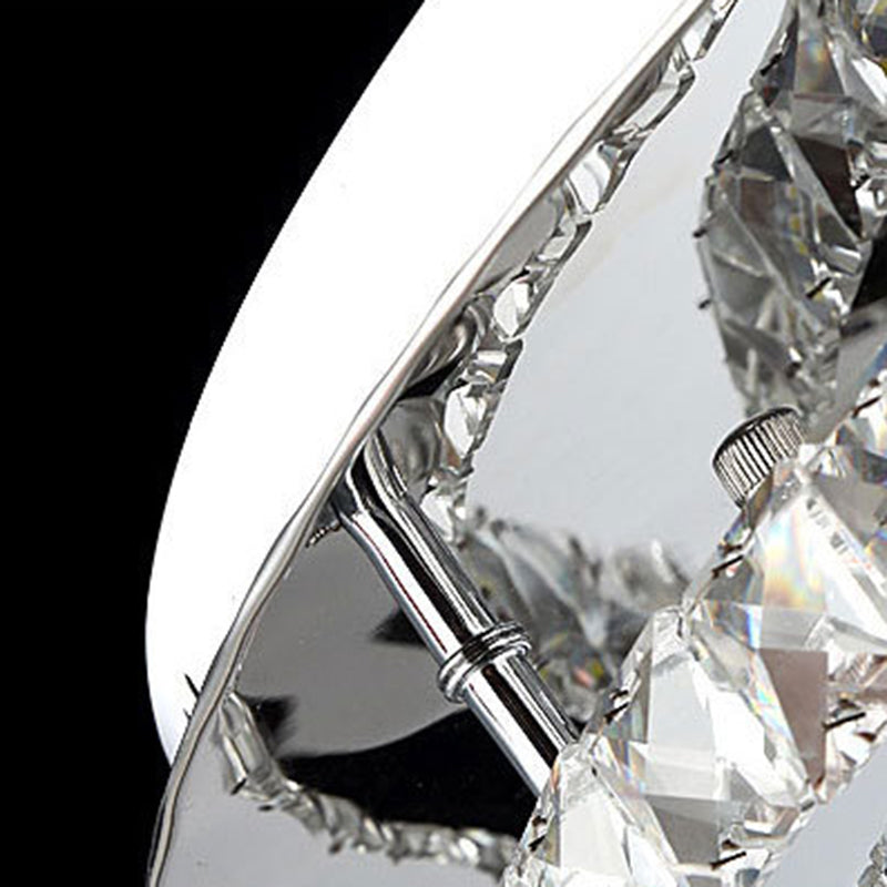 Ringed Shape Semi Flush Mount Modern Style Crystal Flush Ceiling Light in Silver