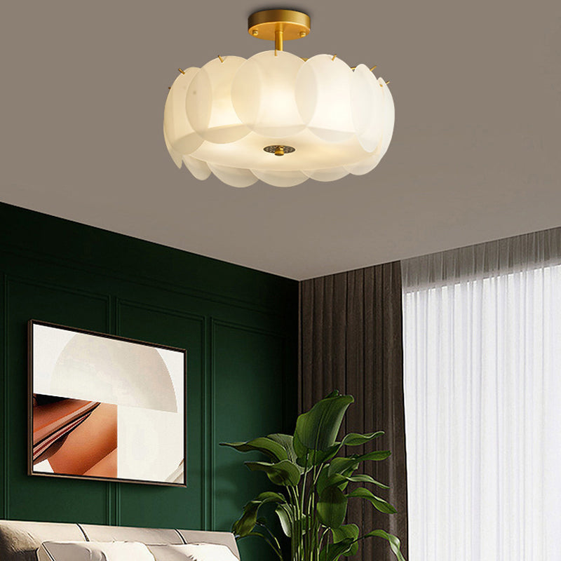 Bubble Float Semi Mount Lighting Modern Glass Semi Flush Ceiling Light in White