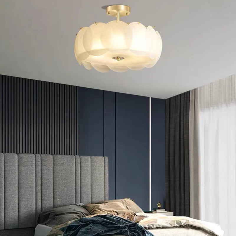 Bubble Float Semi Mount Lighting Modern Glass Semi Flush Ceiling Light in White
