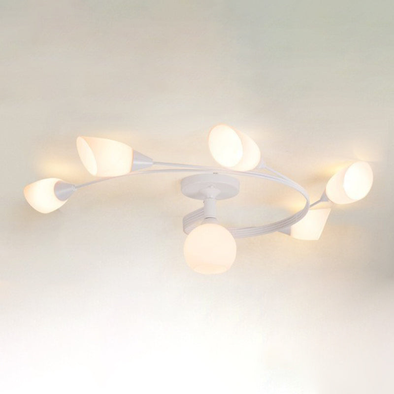 Starburst Flush Mount Light Contemporary Glass Semi Flush Lighting in Black/White