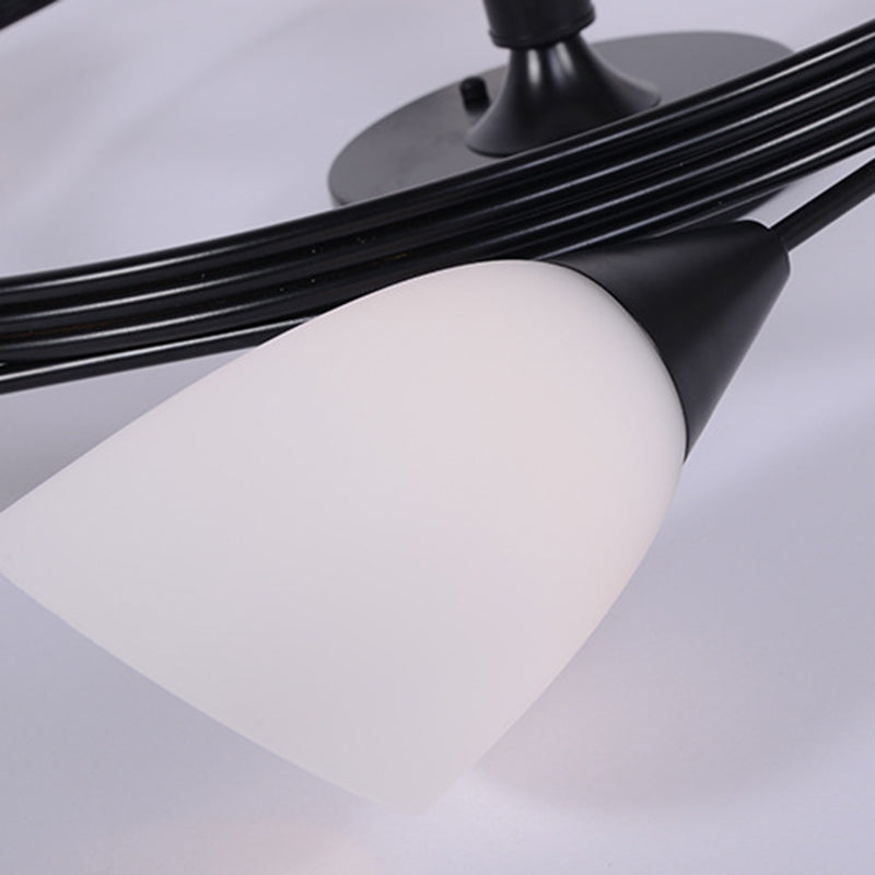 Starburst Flush Mount Light Contemporary Glass Semi Flush Lighting in Black/White