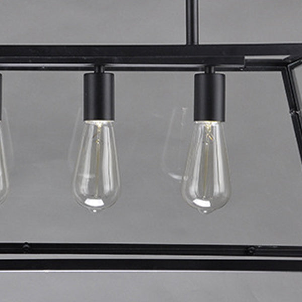 Rectangular Shape over Island Lighting Modern Style Metal 4 Lights Hanging Lamp in Black