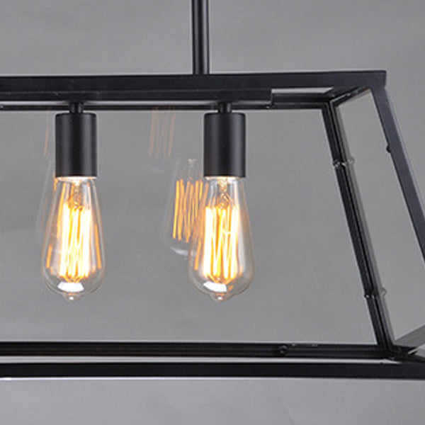 Rectangular Shape over Island Lighting Modern Style Metal 4 Lights Hanging Lamp in Black
